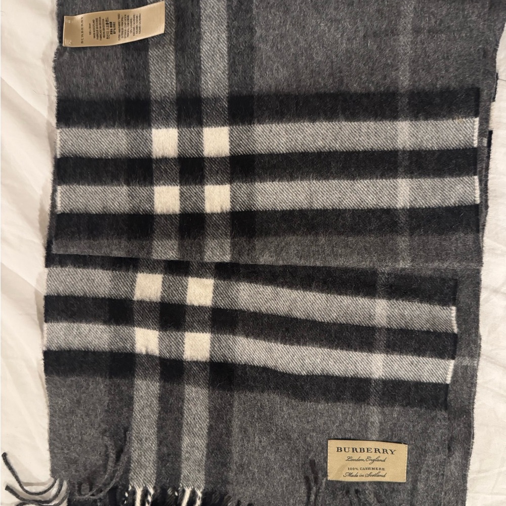 Burberry Gray Checkered Men's Scarf
